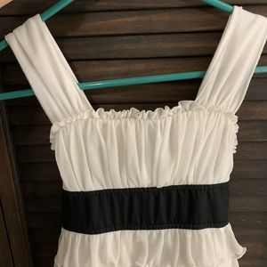 Sequin Hearts brand black and white ruffle dress